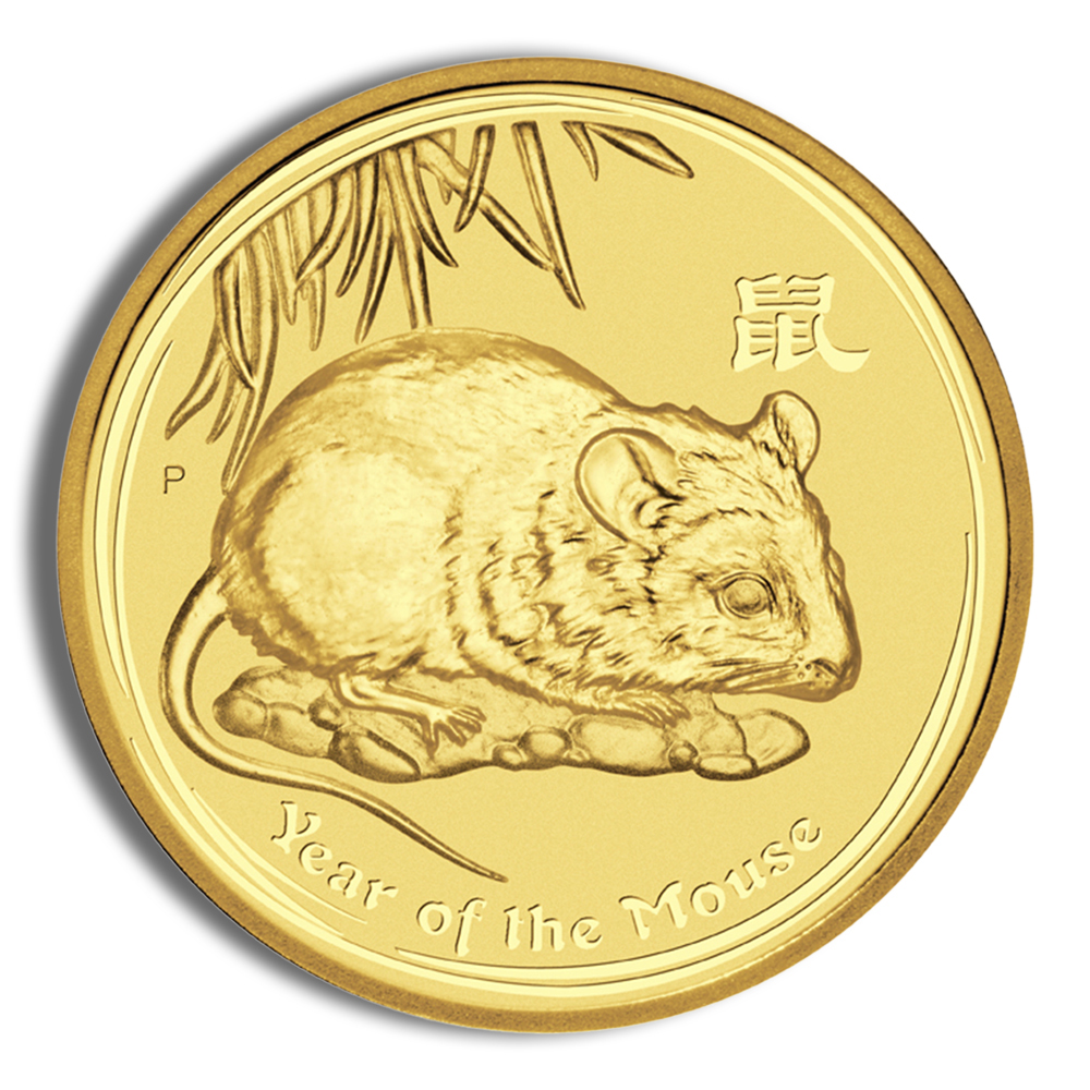 2008 1/4 oz Australia Gold Lunar Mouse BU - Series II