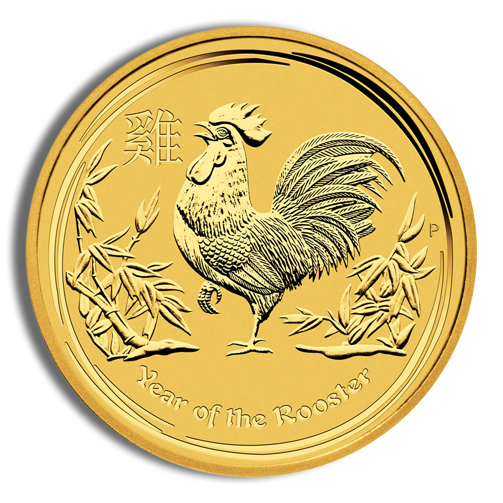 2017 1/4 oz Australia Gold Lunar Rooster BU - Series II