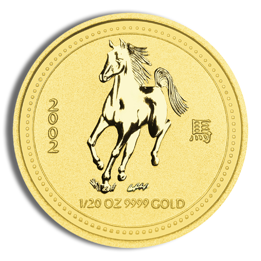 2002 1/20 oz Australia Gold Lunar Horse BU - Series I