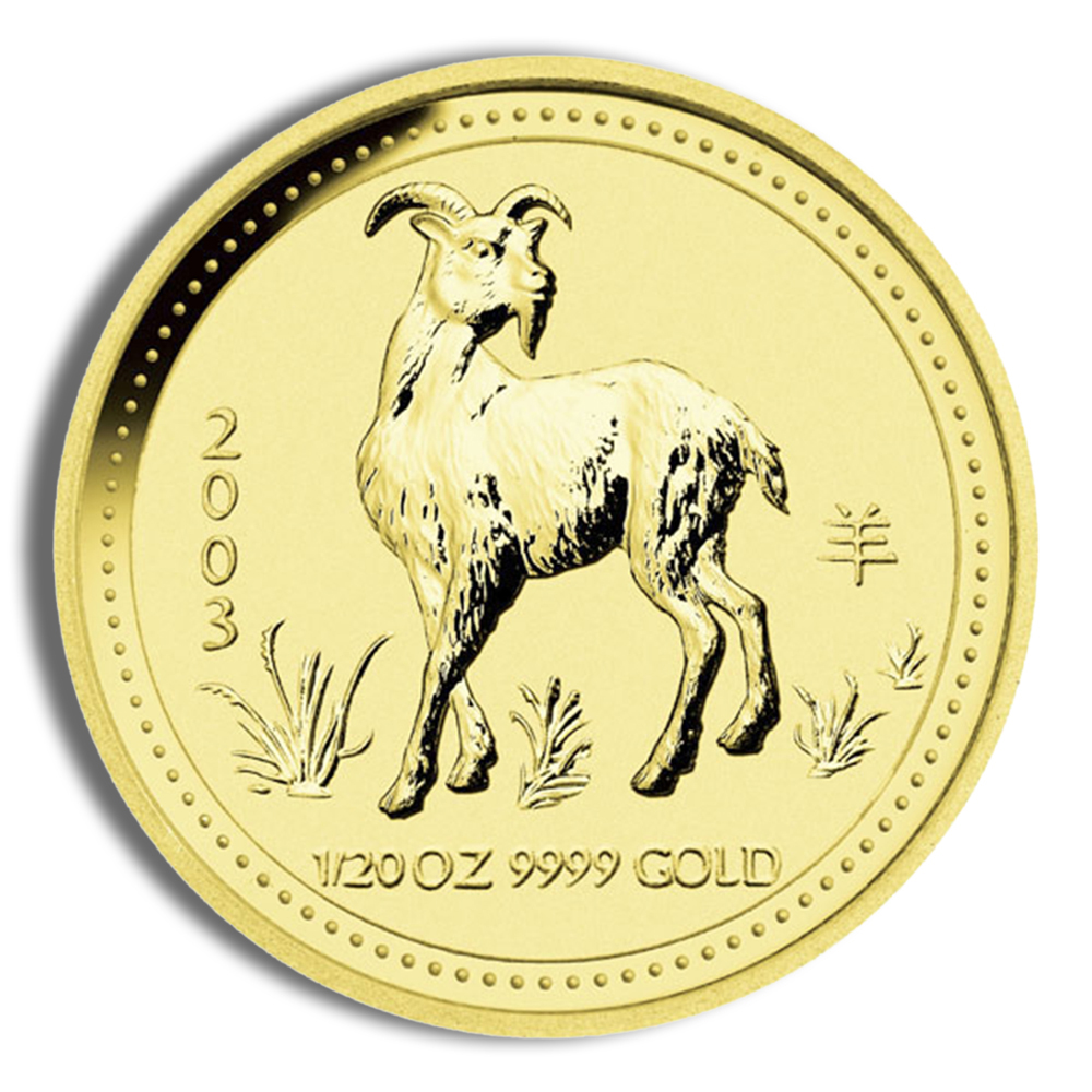 2003 1/20 oz Australia Gold Lunar Goat BU - Series I