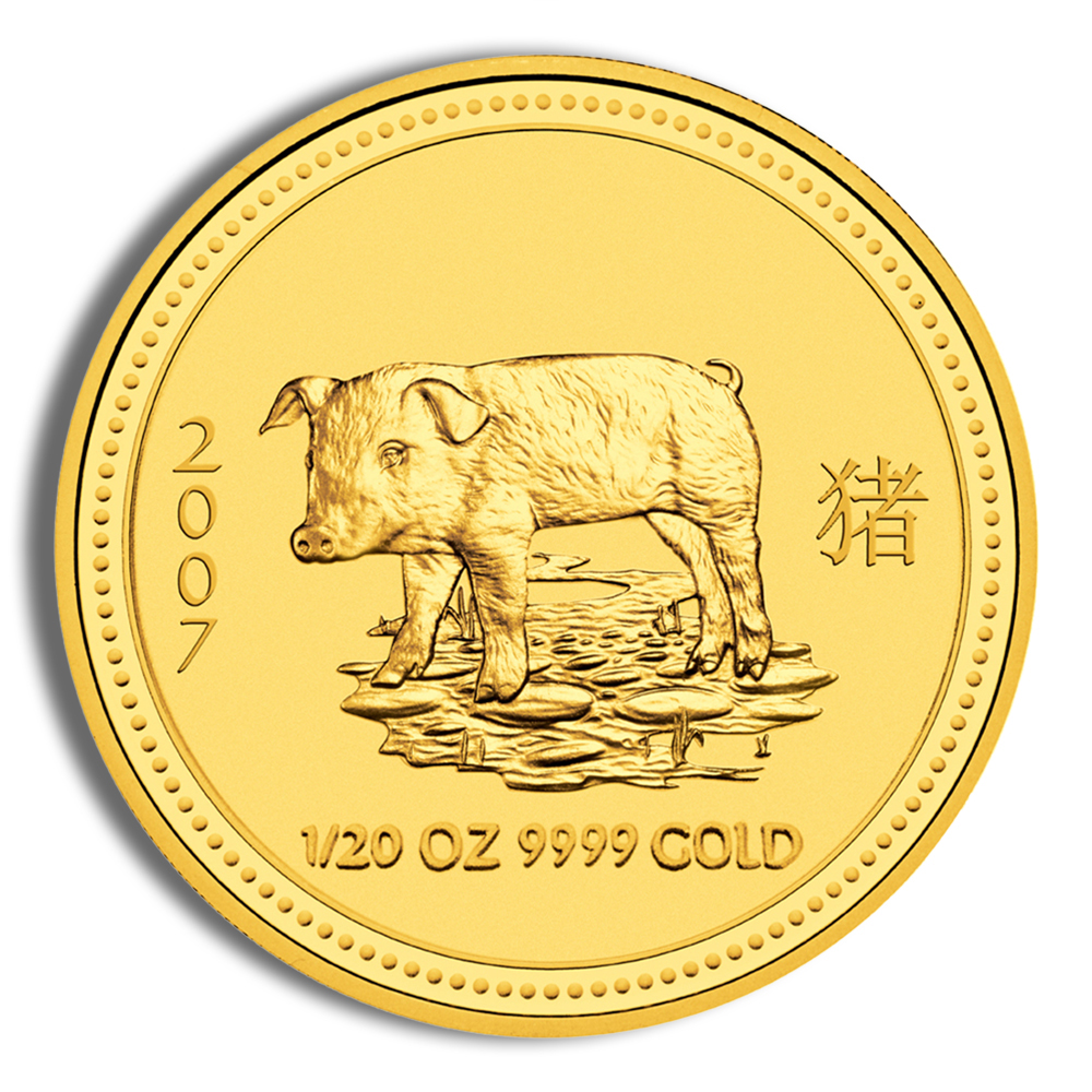 2007 1/20 oz Australia Gold Lunar Pig BU - Series I