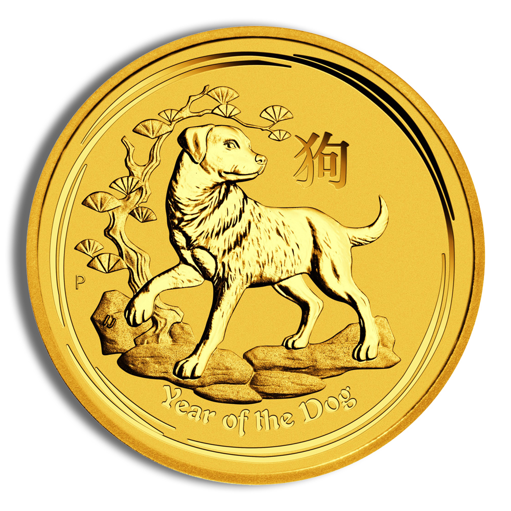 2018 1/20 oz Australia Gold Lunar Dog BU - Series II