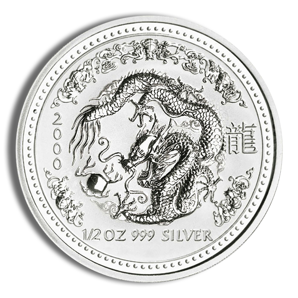 2000 1/2 oz Australia Silver Lunar Dragon BU - Series I