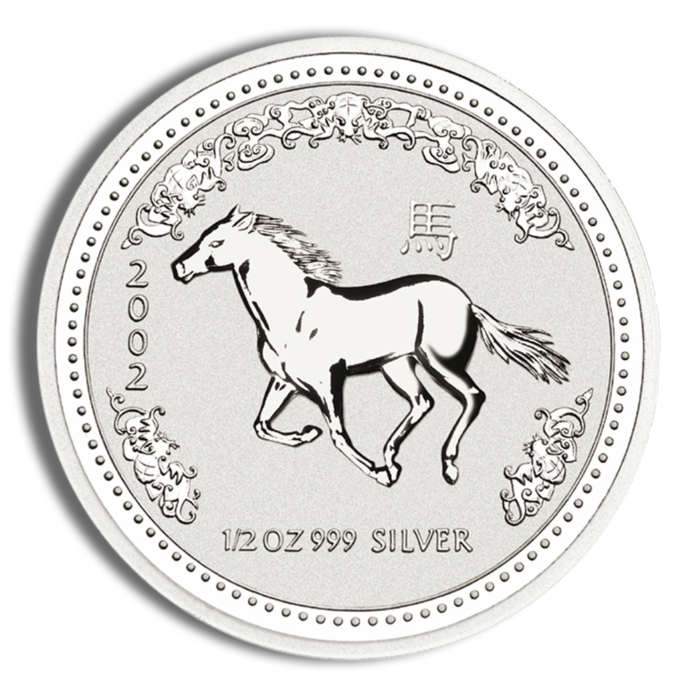 2002 1/2 oz Australia Silver Lunar Horse BU - Series I