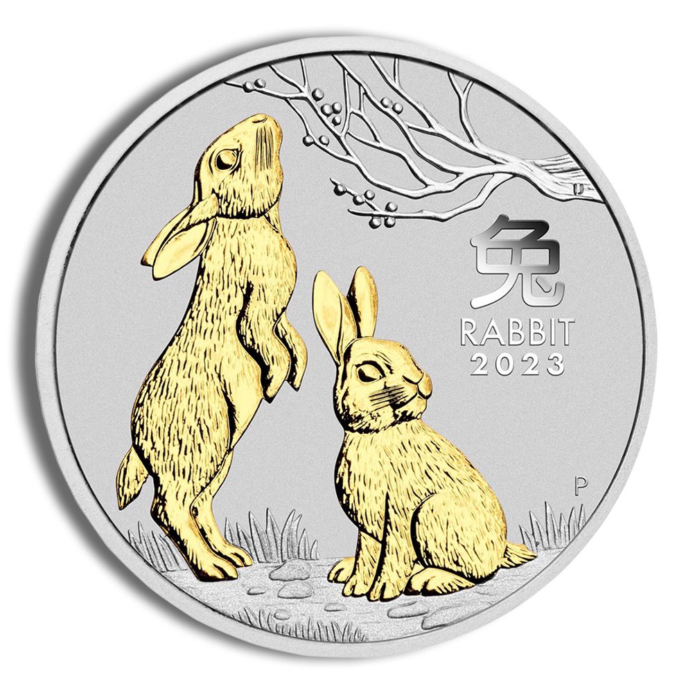 2023 1 oz Silver Australia Year of the Rabbit Gilded - Series III