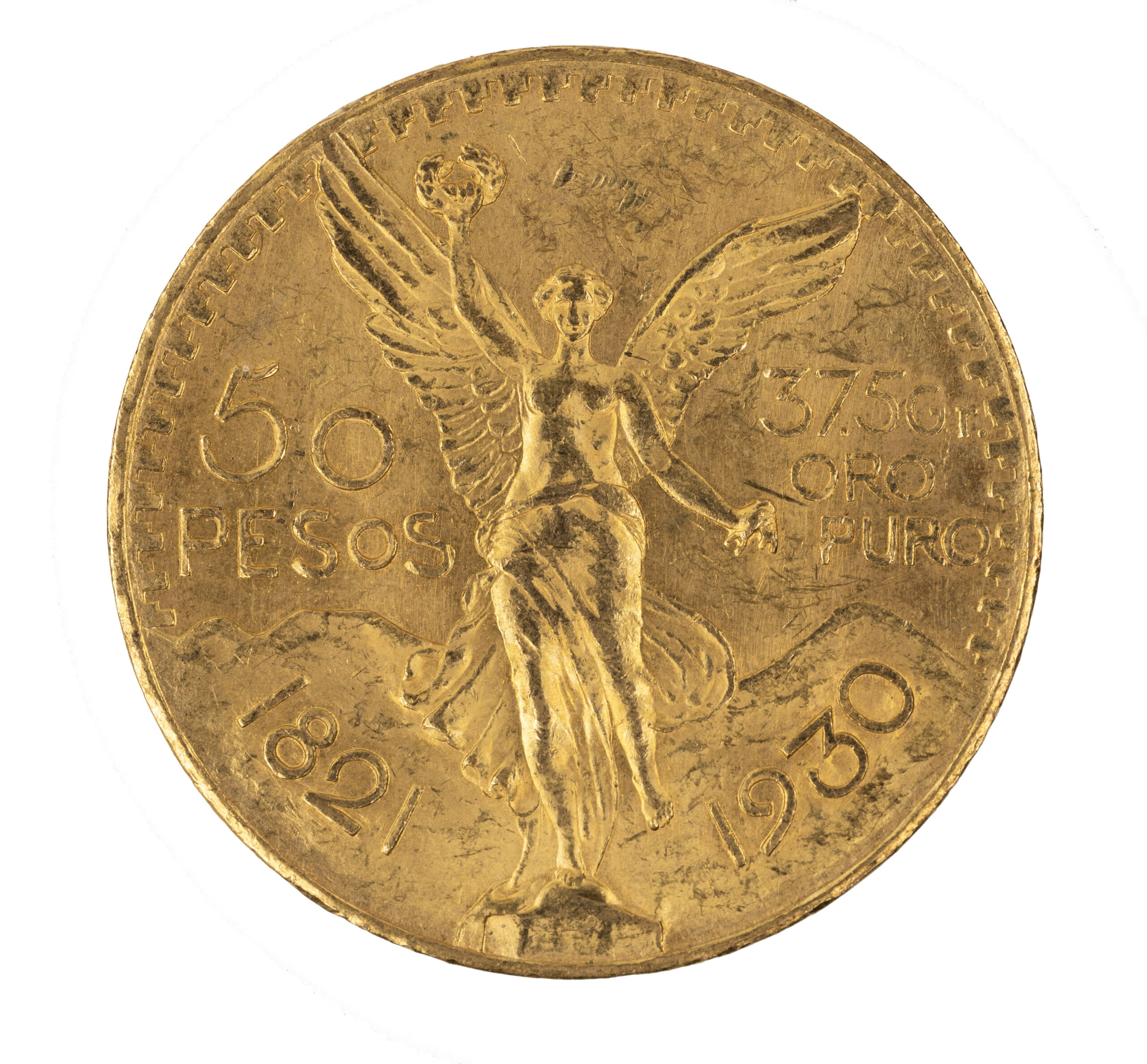 1930 Mexico Gold 50 Peso AU