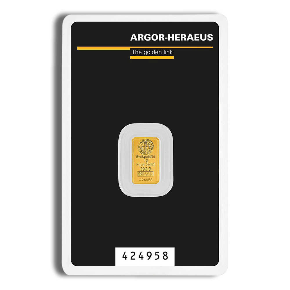 1 gram Gold Bar - Argor-Heraeus (Carded)