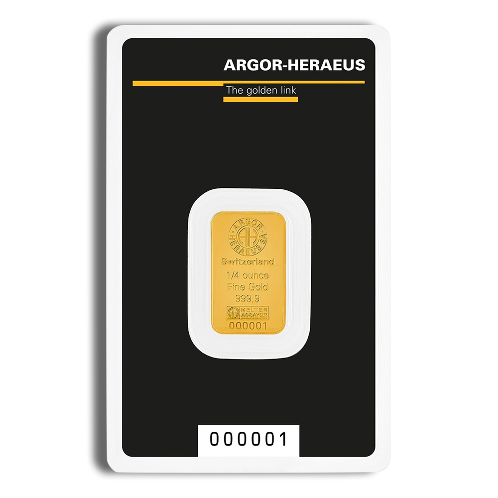 1/4 oz Gold Bar - Argor-Heraeus (Carded)