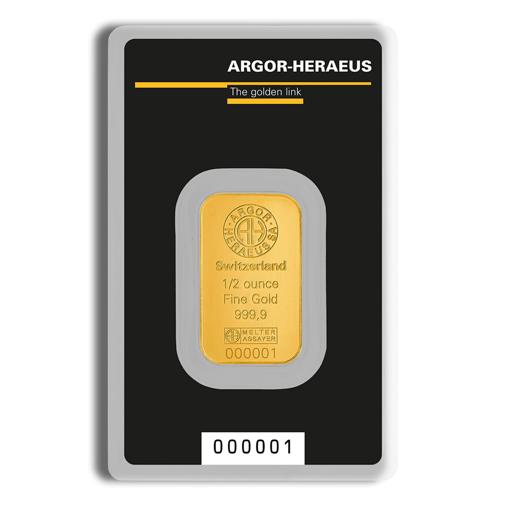 1/2 oz Gold Bar - Argor-Heraeus (Carded)