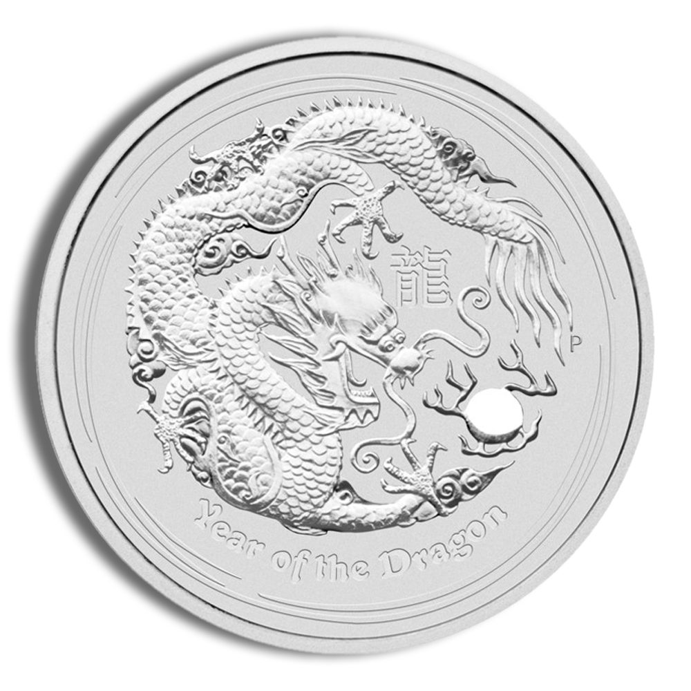 2012 10 oz Australia Silver Lunar Dragon BU - Series II