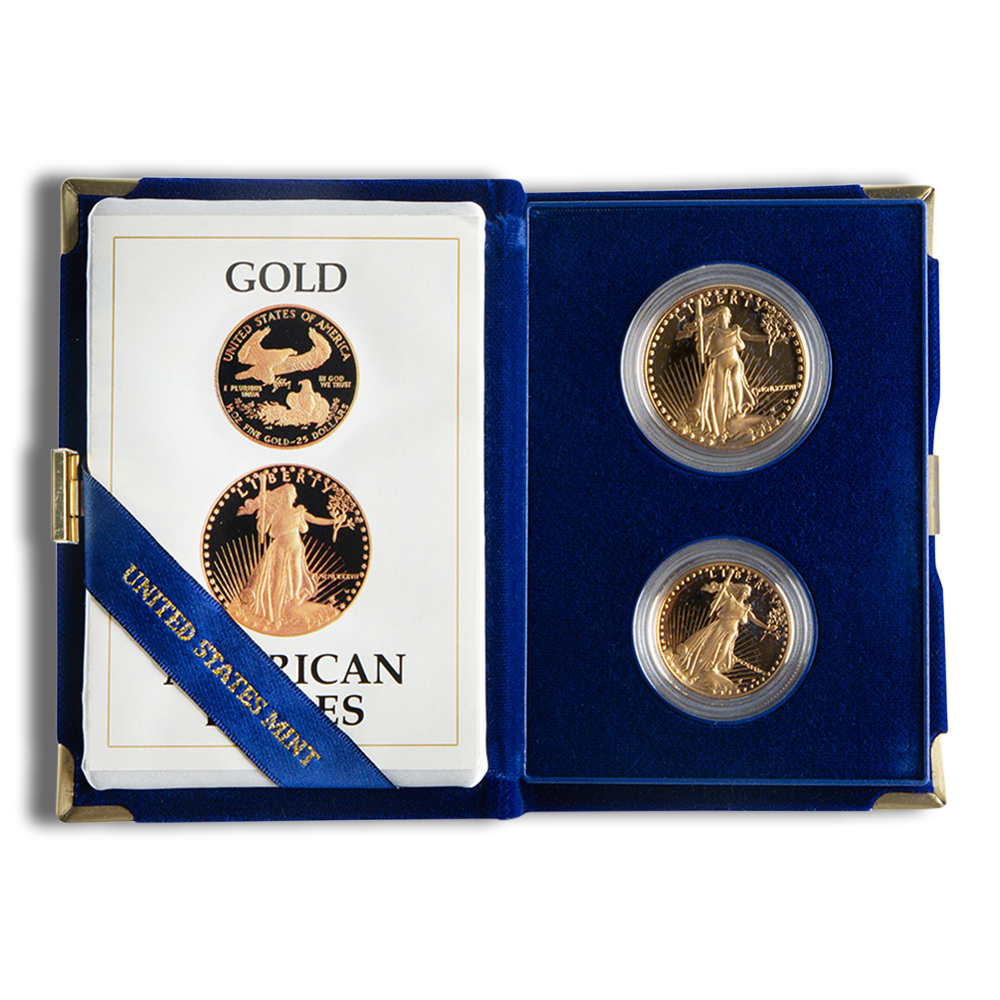 1987 Two Coin Proof Gold Eagle Set - Box/COA