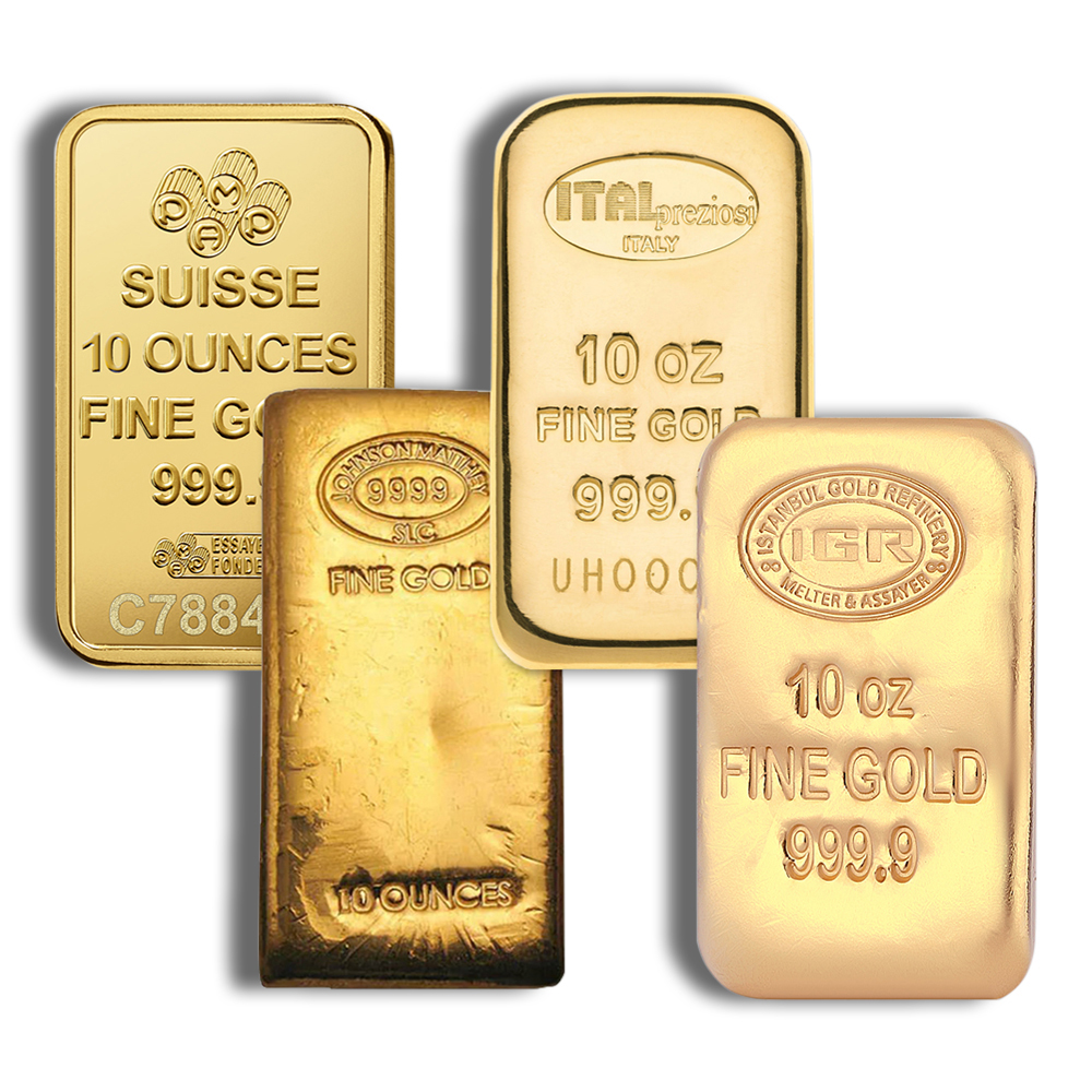 10 oz Gold Bar - Brand Varies .9999