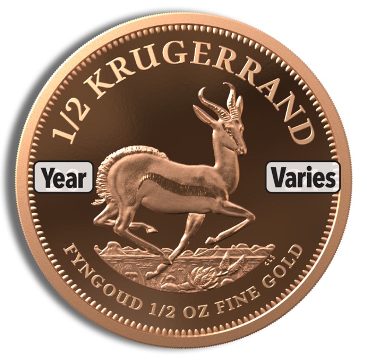 1/2 oz Gold Krugerrand (Year Varies)