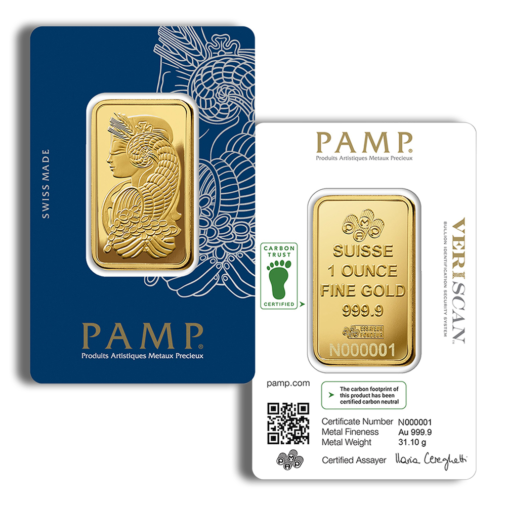 1 oz Gold Bar - PAMP Fortuna (Carded)