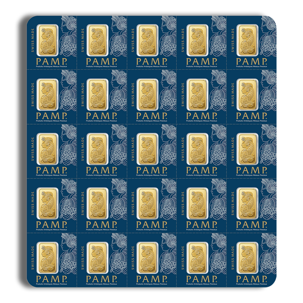 25 x 1 g Gold Bar - PAMP Multigram Gold Bar (Carded)