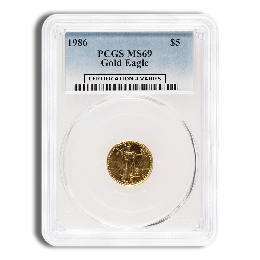 1986 1/10 oz Gold Eagle $5 PCGS MS69