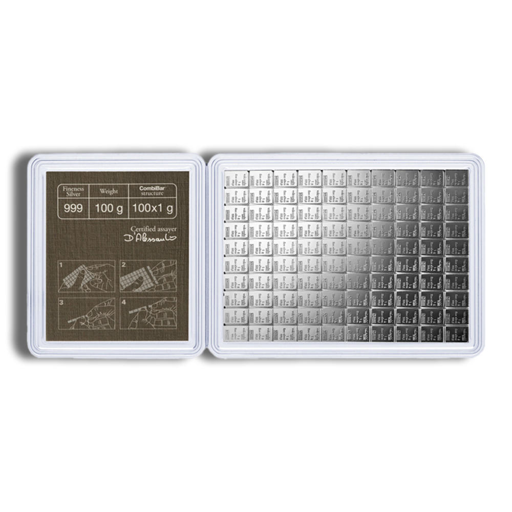 100 x 1 gram Silver Valcambi CombiBar™ (In Assay)