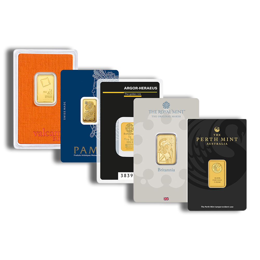 5 gram Gold Bar - Brand Varies (Carded)