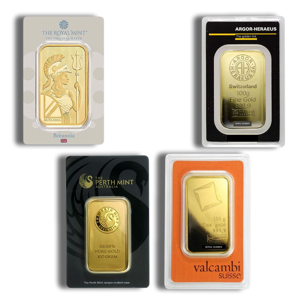 100 gram Gold Bar - Brand Varies (Carded)