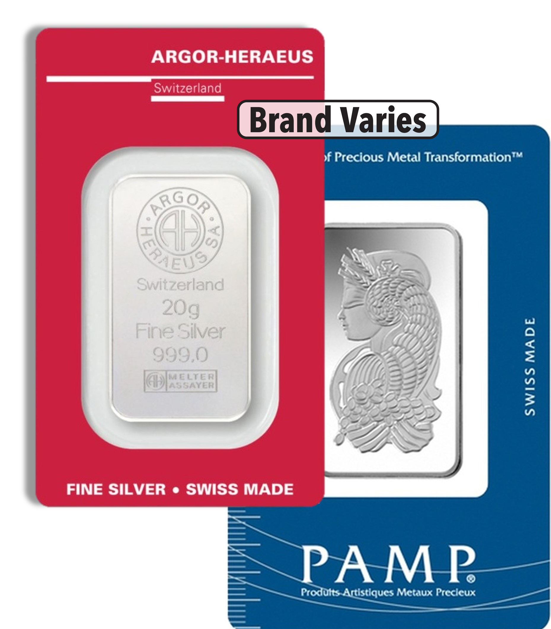 20 gram Silver Bar - Brand Varies (Carded)