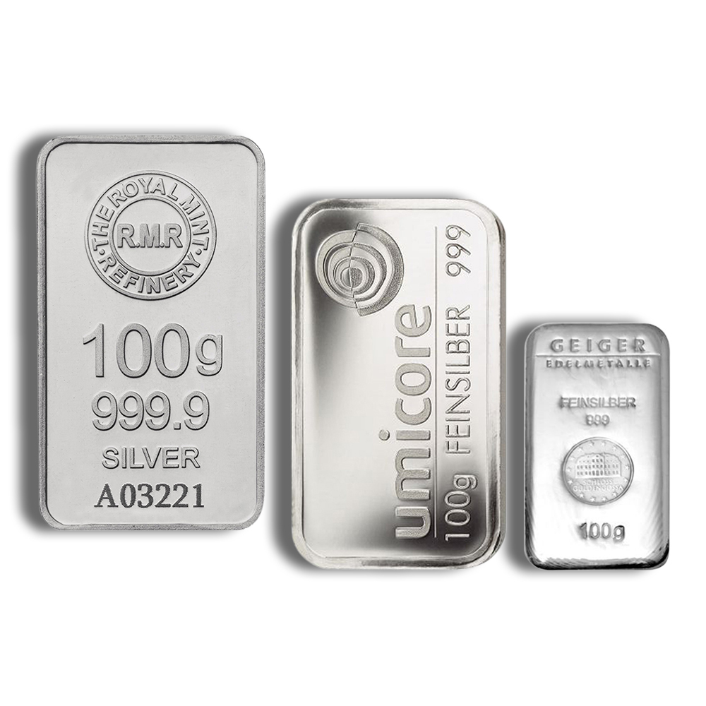 100 gram Silver Bar - Brand Varies