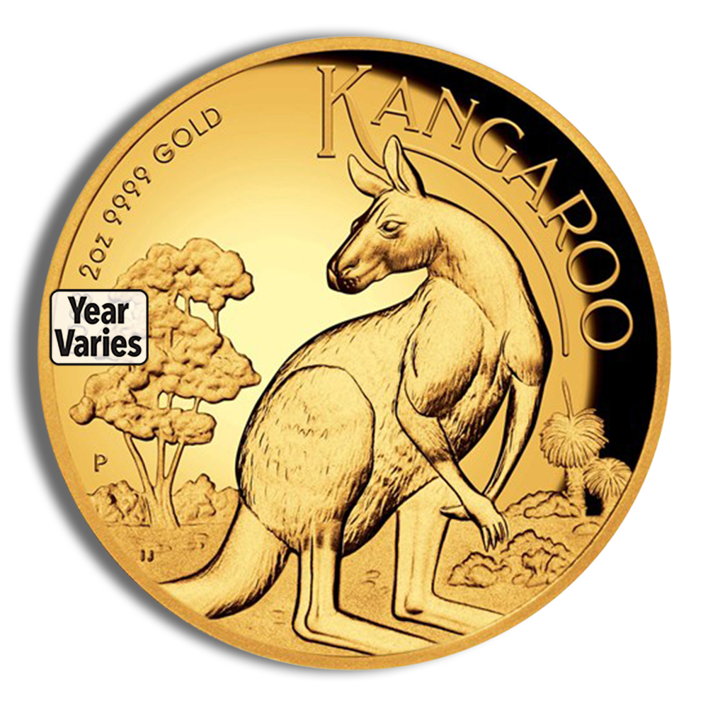 2 oz Australian Kangaroo/Nugget Gold Coin (Year Varies)