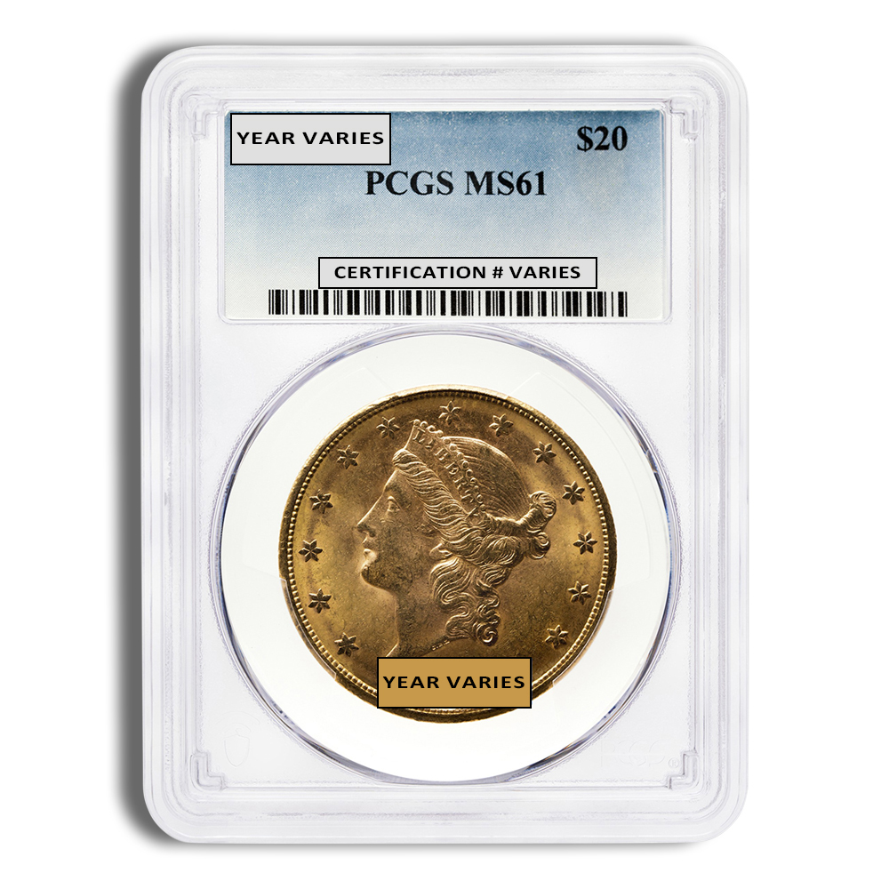 $20 Gold Liberty Double Eagle - PCGS MS61