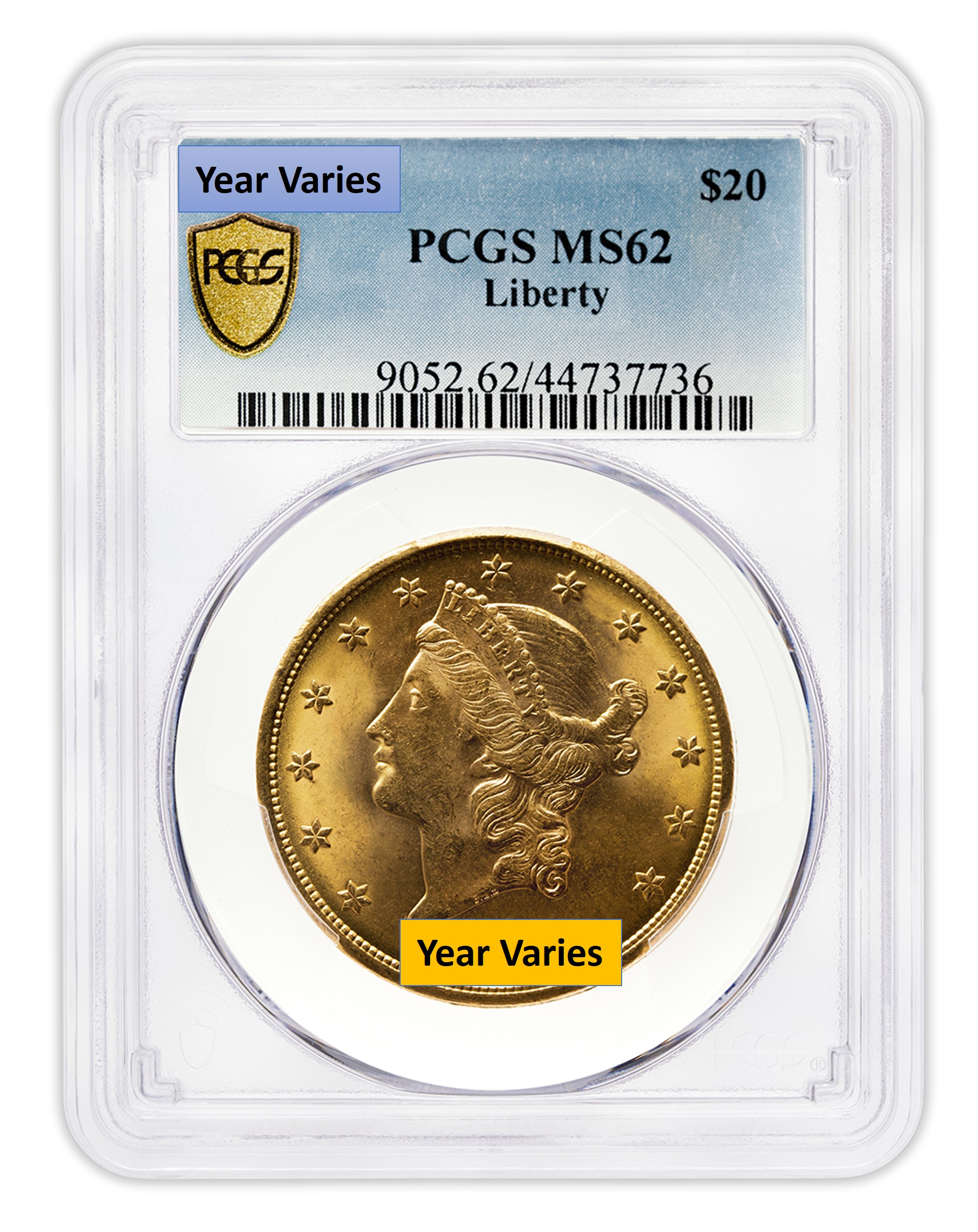 $20 Gold Liberty Double Eagle - PCGS MS62