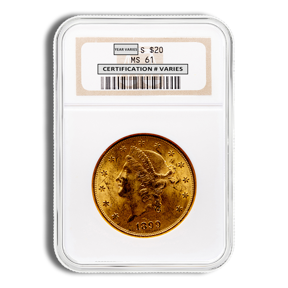 $20 Gold Liberty Double Eagle - NGC MS61