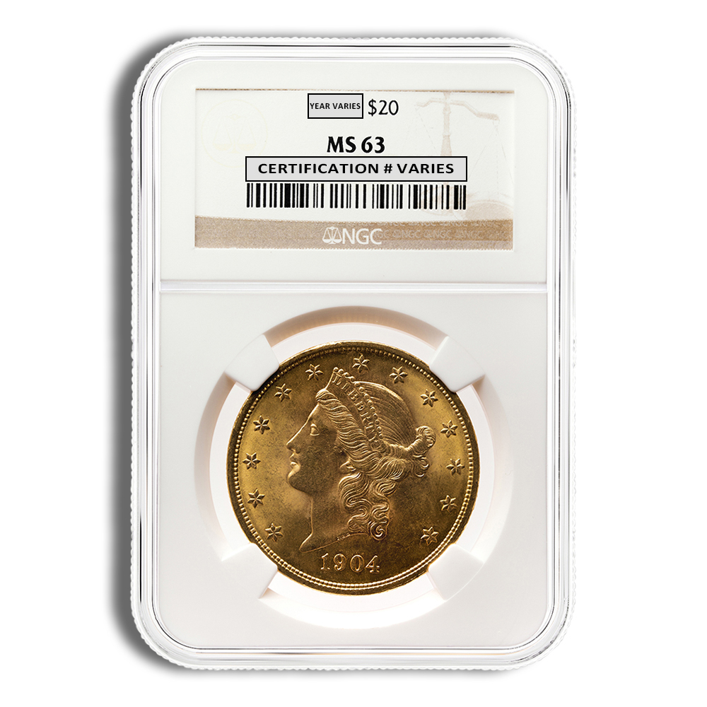 $20 Gold Liberty Double Eagle - NGC MS63