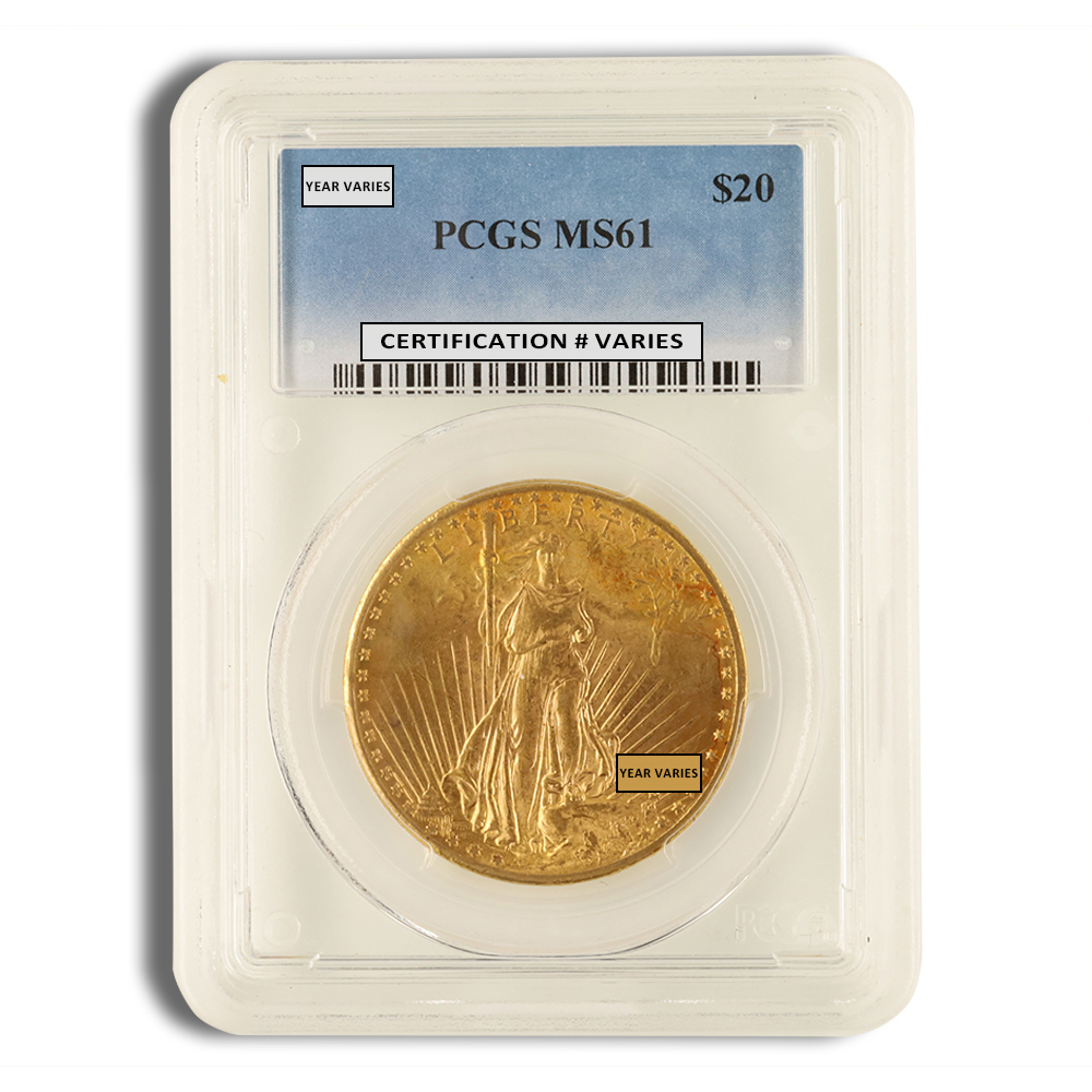 $20 Gold Saint-Gaudens Double Eagle - PCGS MS61