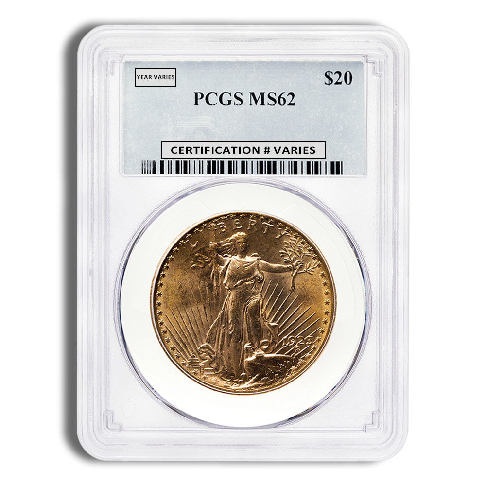 $20 Gold Saint-Gaudens Double Eagle - PCGS MS62