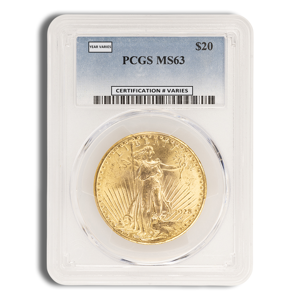 $20 Gold Saint-Gaudens Double Eagle - PCGS MS63