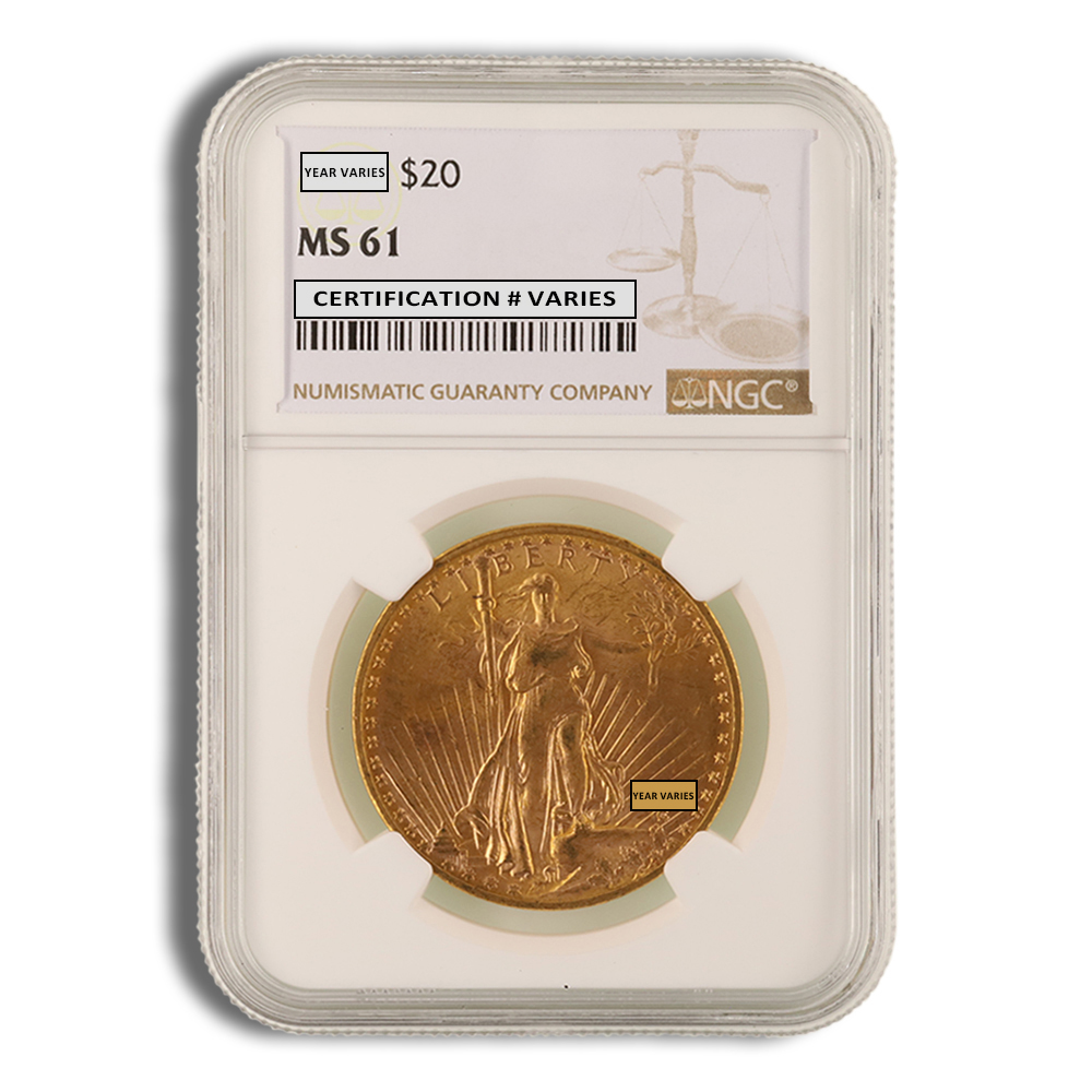 $20 Gold Saint-Gaudens Double Eagle - NGC MS61