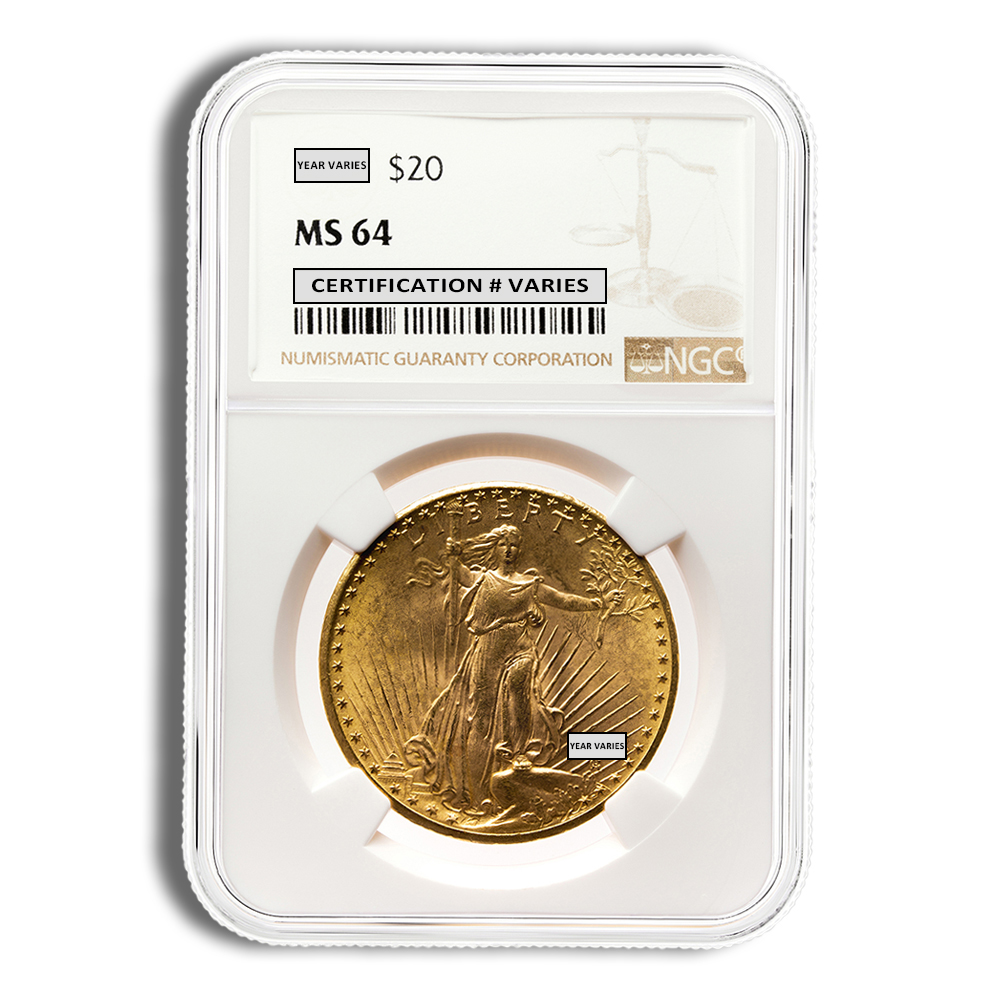 $20 Gold Saint-Gaudens Double Eagle - NGC MS64