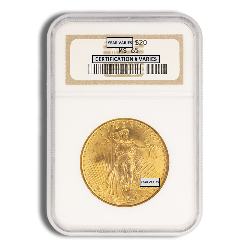 $20 Gold Saint-Gaudens Double Eagle - NGC MS65