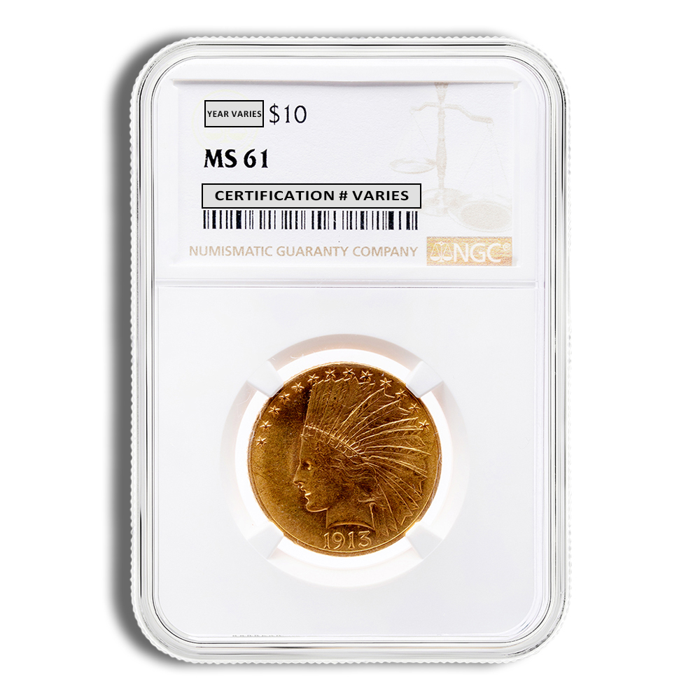 $10 Gold Indian Eagle - NGC MS61