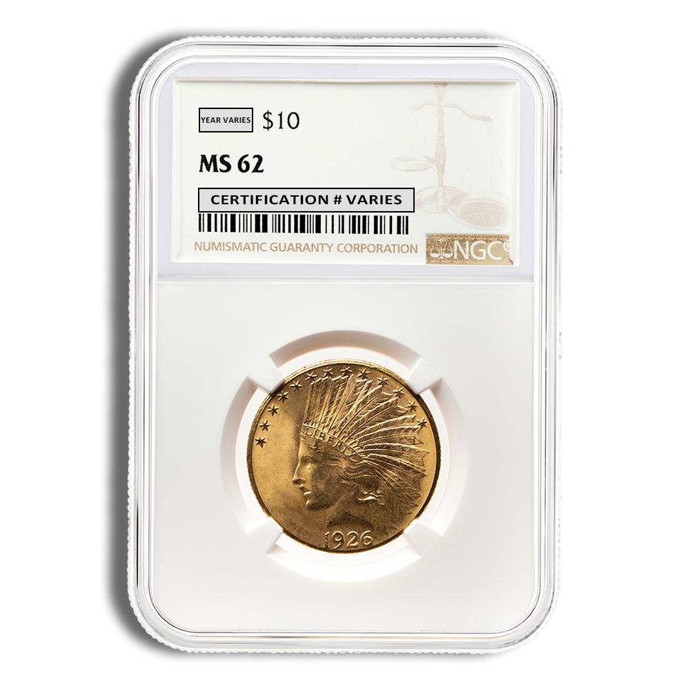 $10 Gold Indian Eagle - NGC MS62