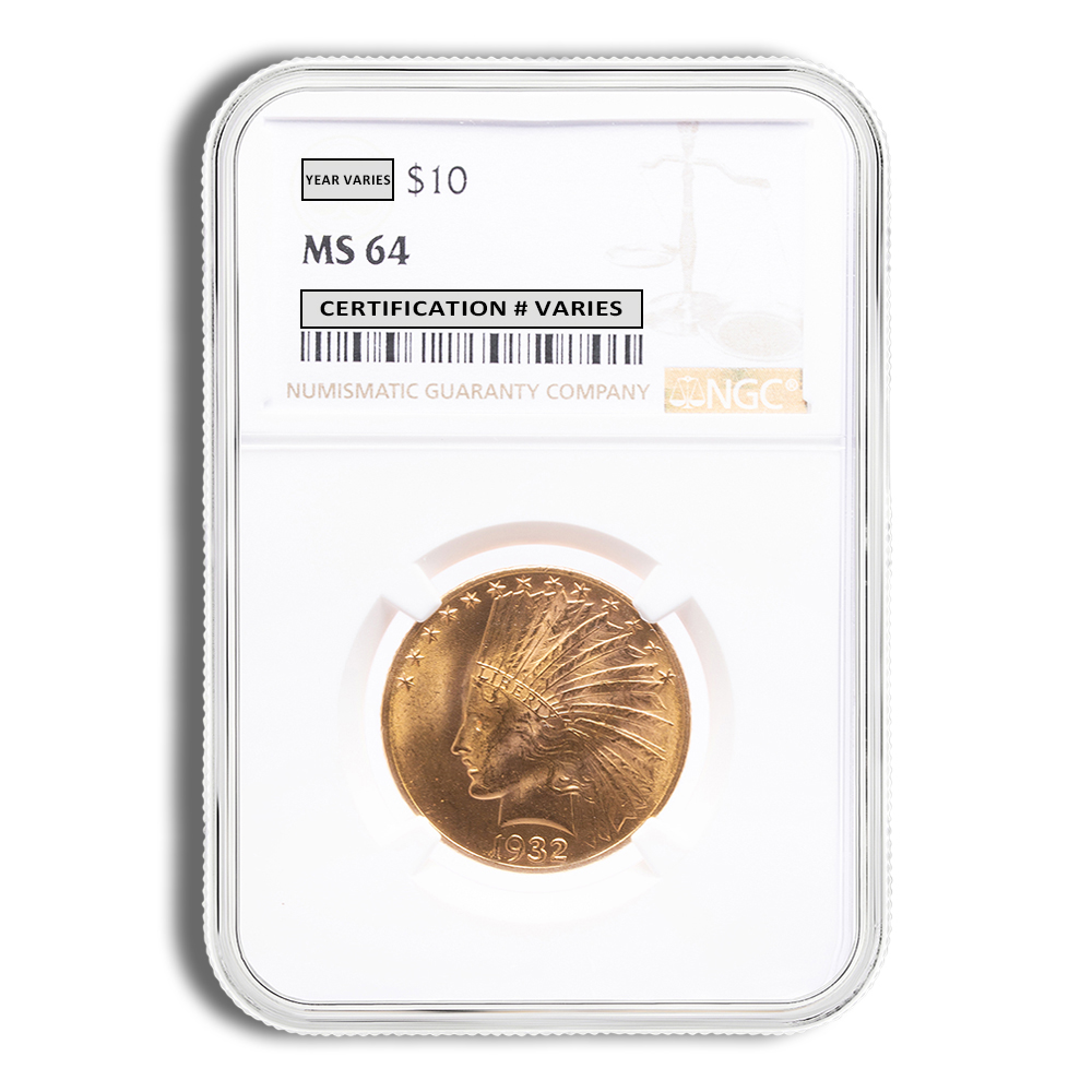 $10 Gold Indian Eagle - NGC MS64