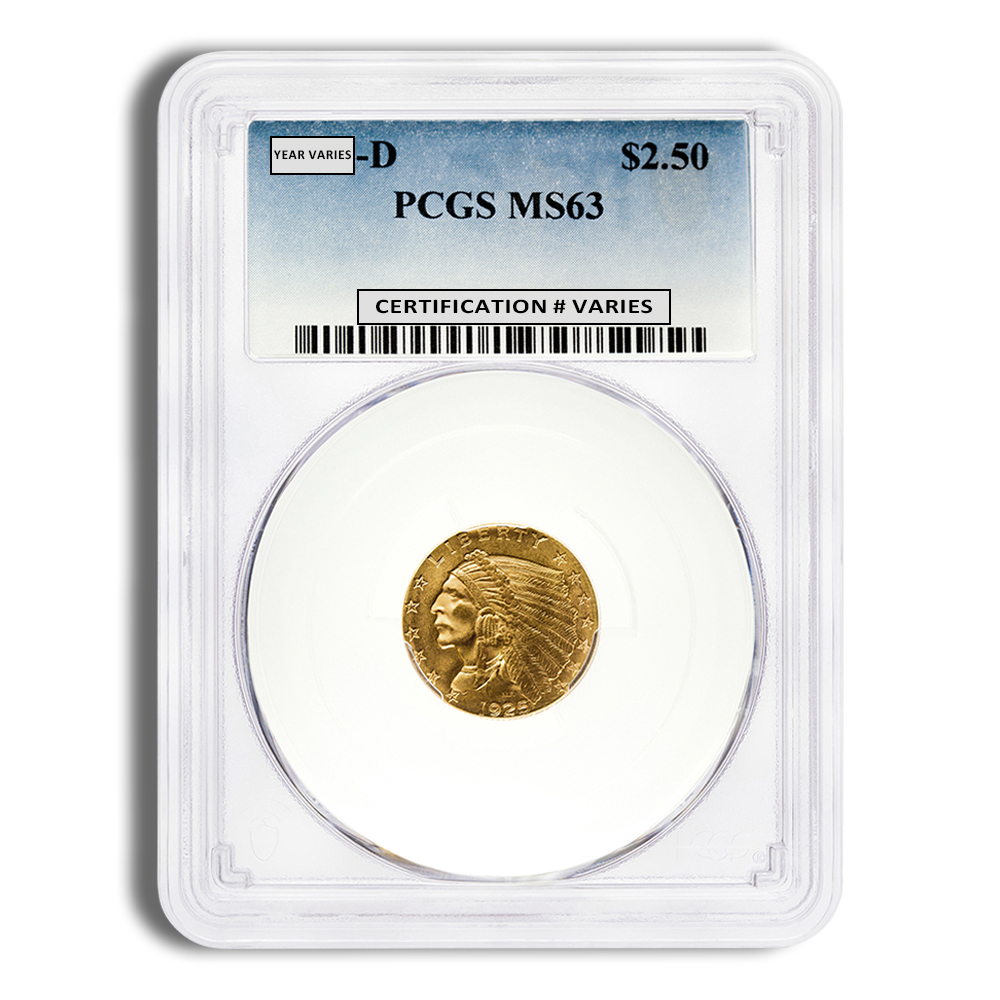 $2.5 Gold Indian Quarter Eagle - PCGS MS63