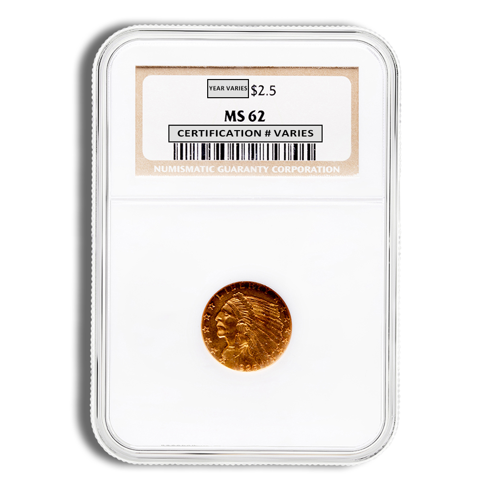 $2.5 Gold Indian Quarter Eagle - NGC MS62