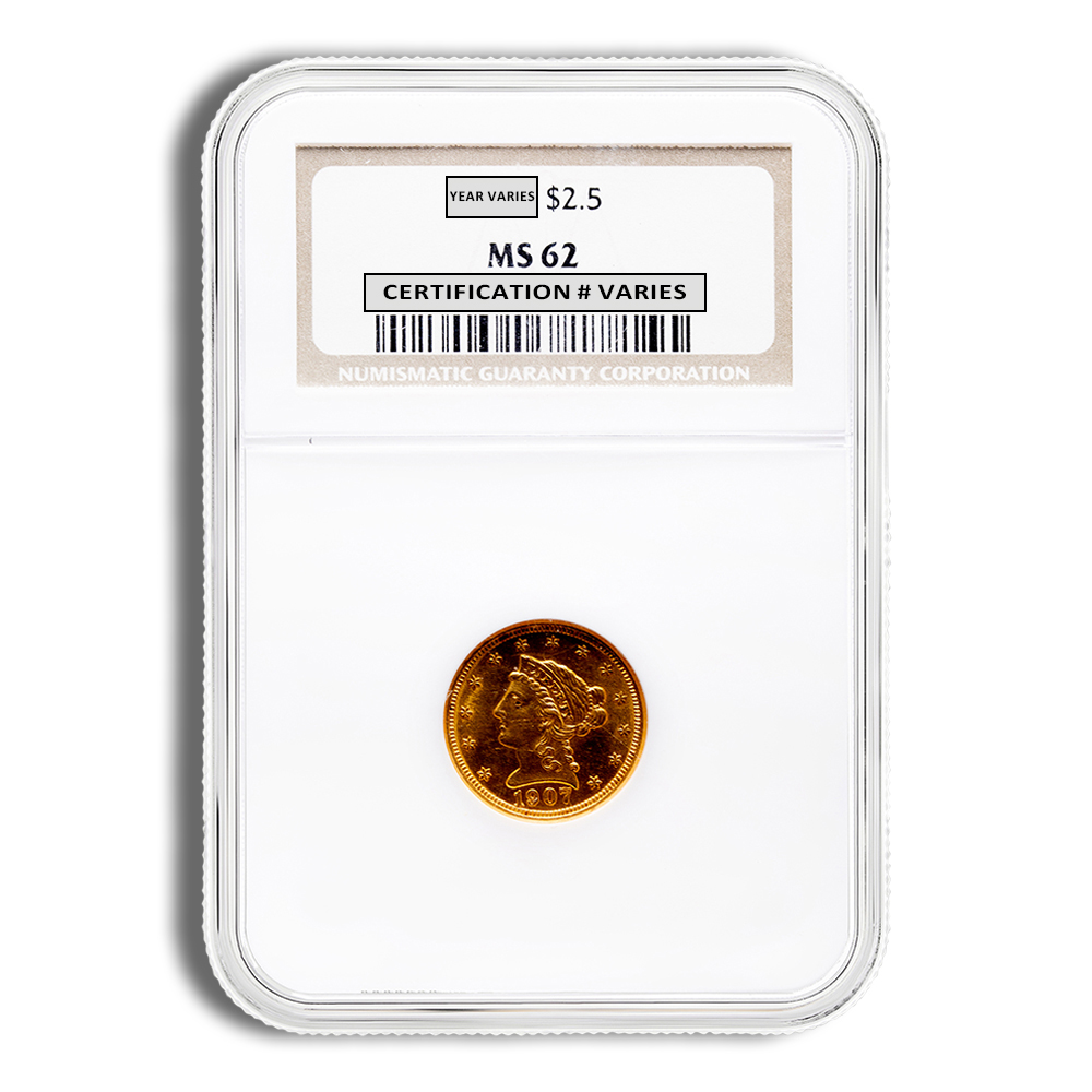 $2.5 Gold Liberty Quarter Eagle - NGC MS62