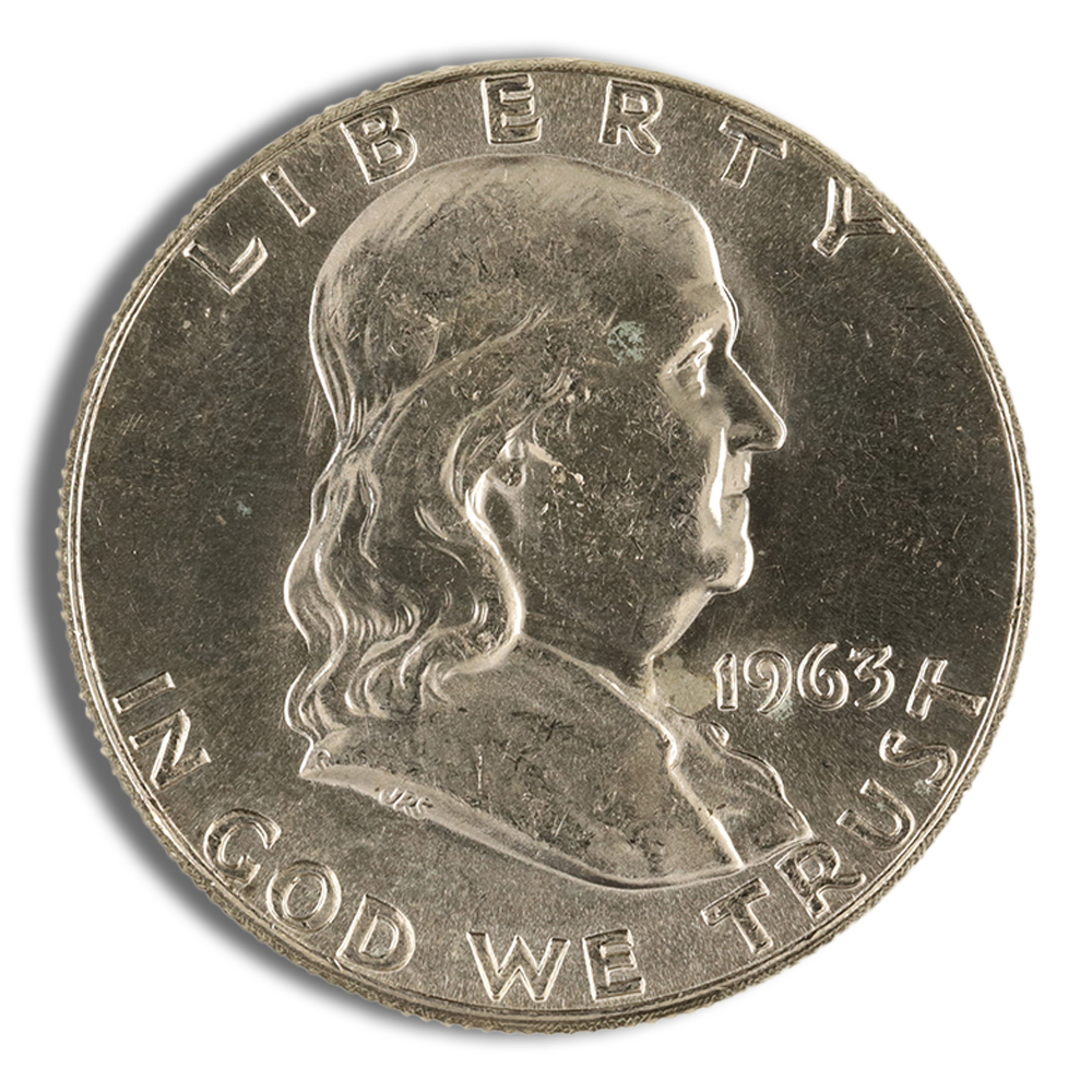 $1 FV 90% Silver Franklin Half Dollars - AU