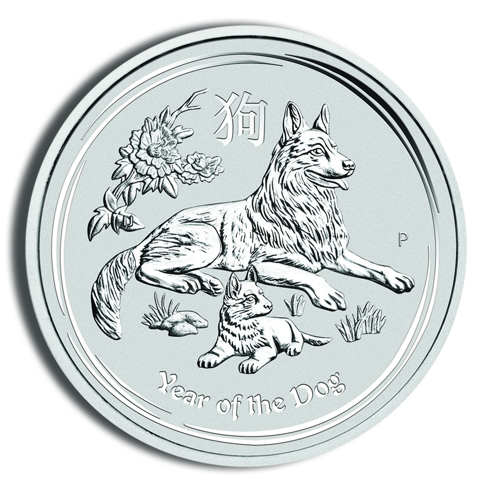 2018 1 oz Australia Silver Lunar Dog BU - Series II