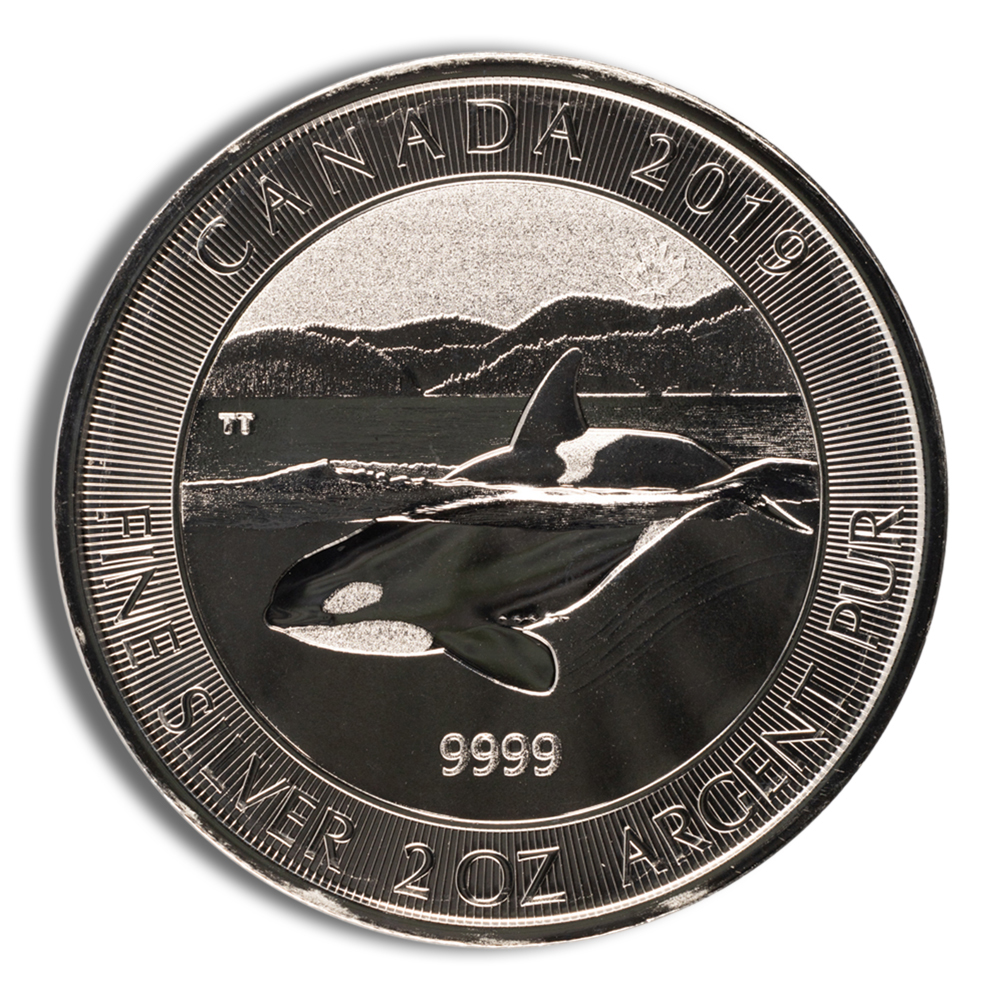 2019 2 oz Canadian Orca Whale Silver Coin