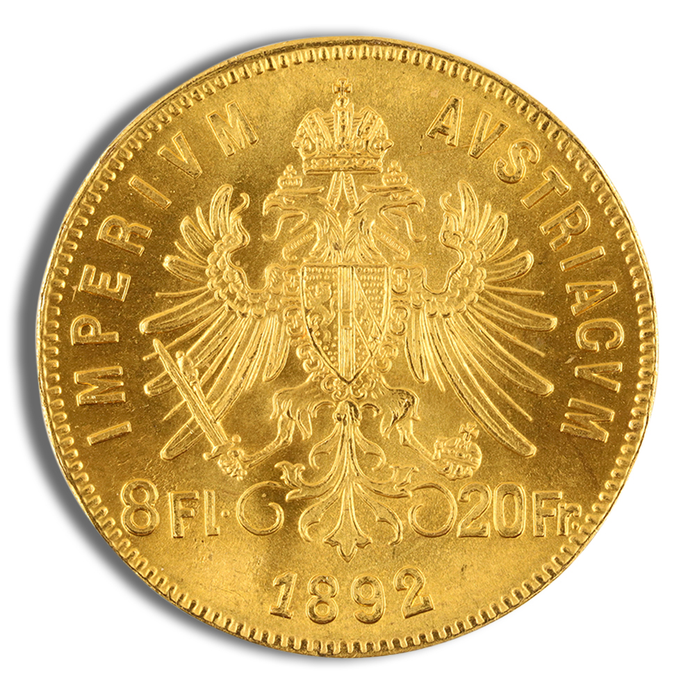 Austria 8 Florin / 20 Franc Gold Coin