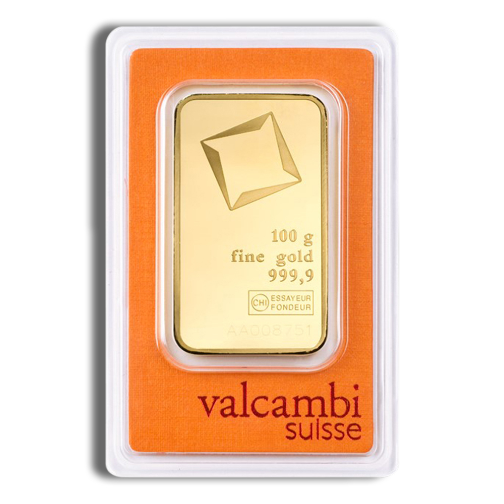 100 gram Gold Bar - Valcambi (Carded)