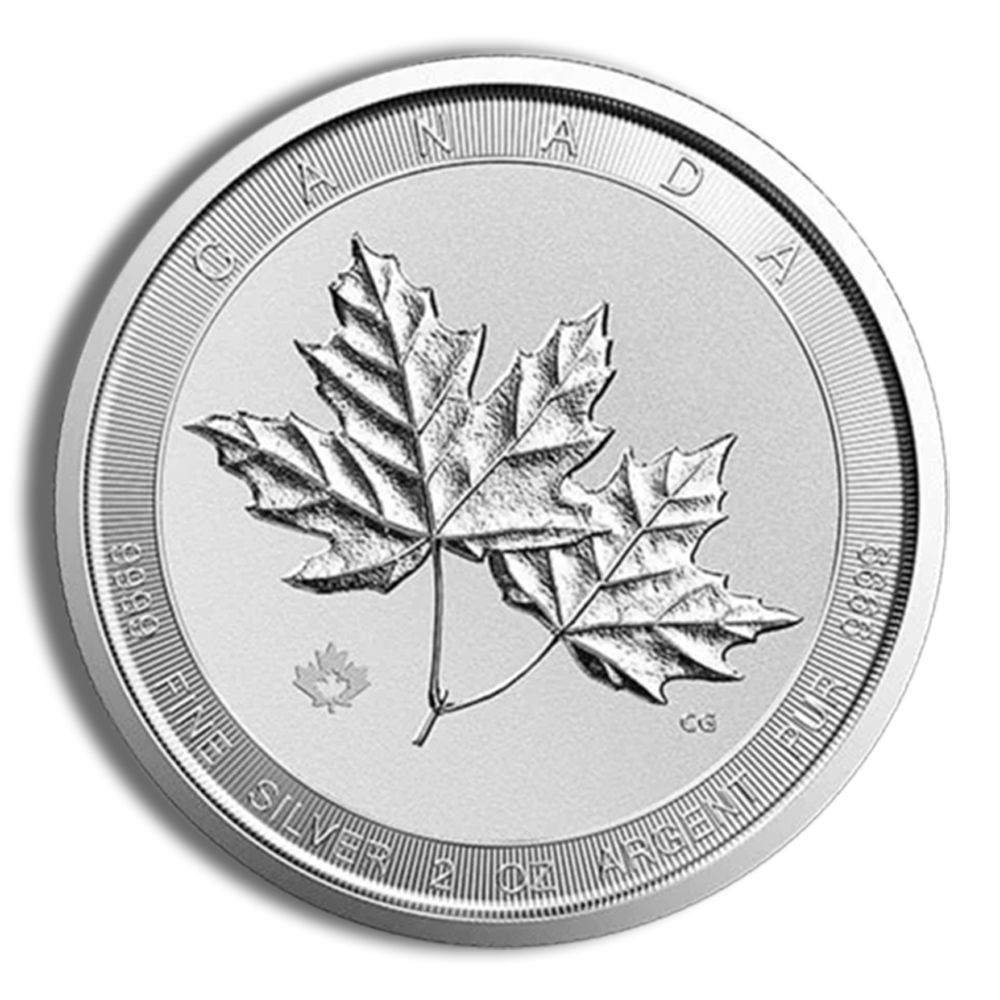 2 oz Canadian Twin Maple Leaf Silver Coin (Year Varies)