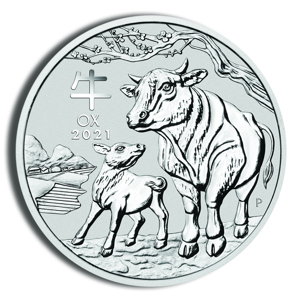 2021 1 oz Australia Silver Lunar Ox BU - Series III