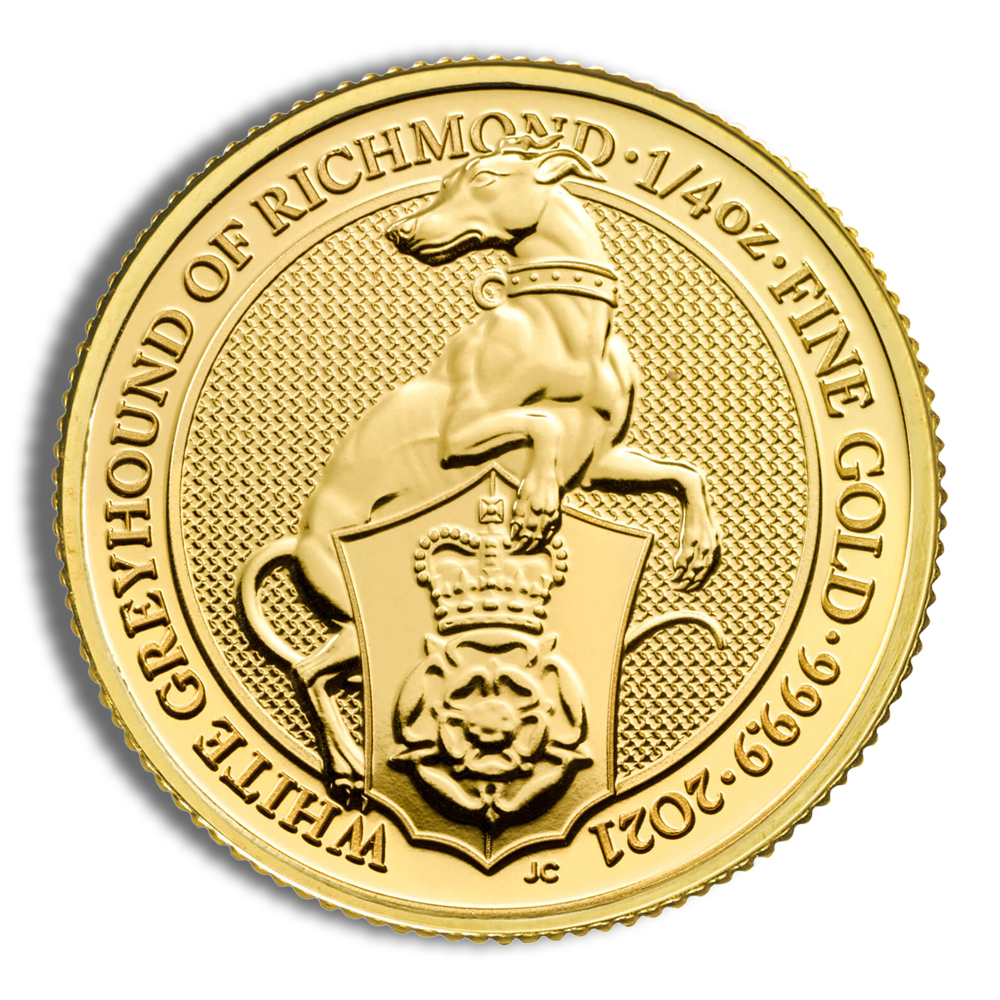 2021 1/4 oz Great Britain Queen's Beast Gold Coin - Greyhound